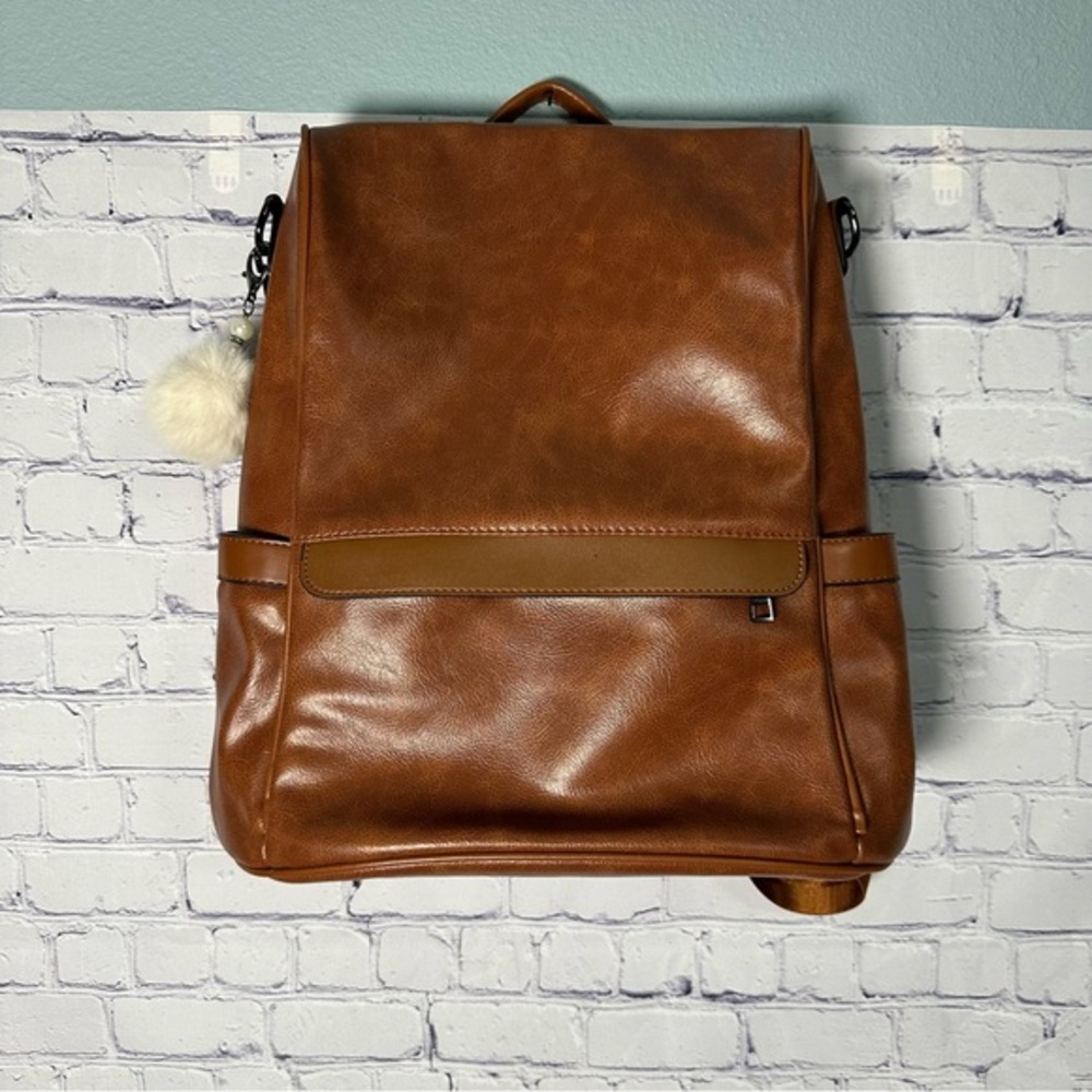 Brown Faux Leather Women’s Backpack